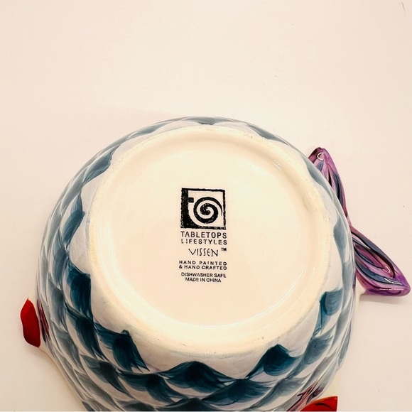 Vissen 6" Fish Shaped Bowl Hand Painted, Retired Design, Whimsical, Colorful - Picture 7 of 11